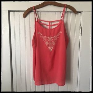 📣SOLD Anthro E M Tribal Geo Boho Embroidered Flowy Tank